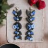Boucles d'oreilles lunaire noire et bleue