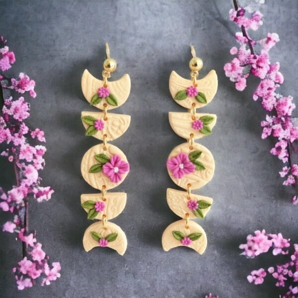 Boucles d'oreilles lunaire saumon et rose