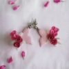 Boucles d'oreilles Papillons roses et fleurs fuschia