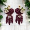 Boucles d’oreilles Coeur attrape rêves bordeaux