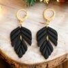 Boucles d'oreilles Feuilles Noires