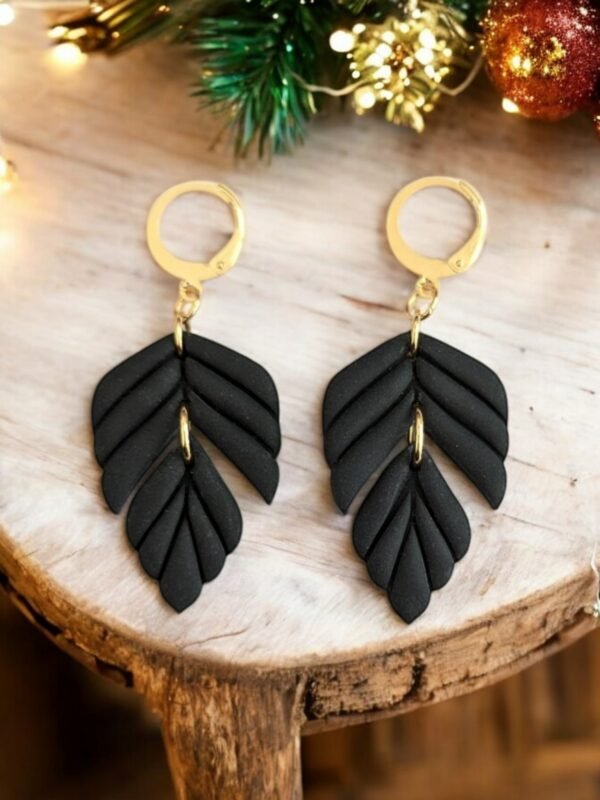 Boucles d'oreilles Feuilles Noires