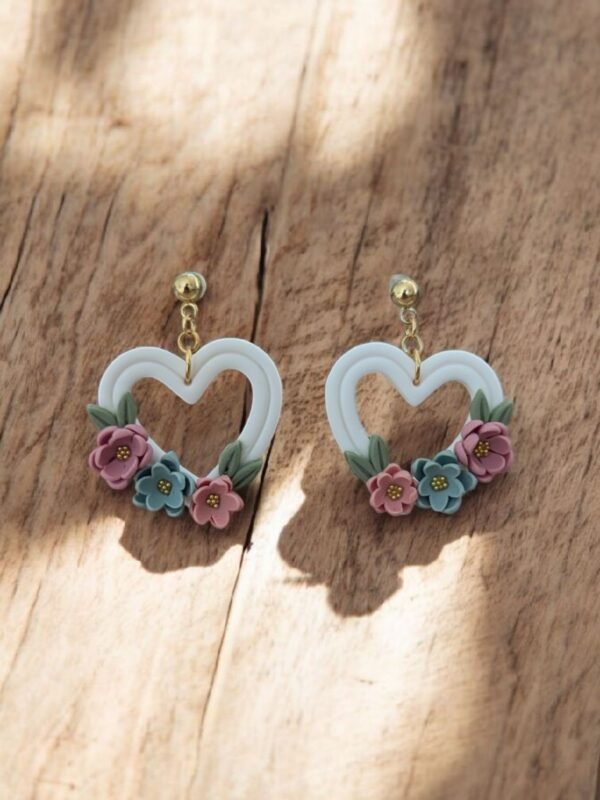 Boucles d'oreilles coeur floral 2