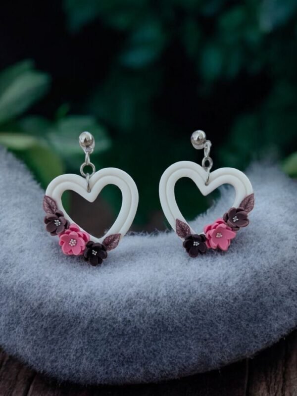 Boucles d'oreilles coeur floral 1