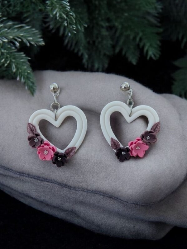 Boucles d'oreilles coeur floral 1