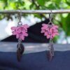 Boucles d'oreilles fleurs roses