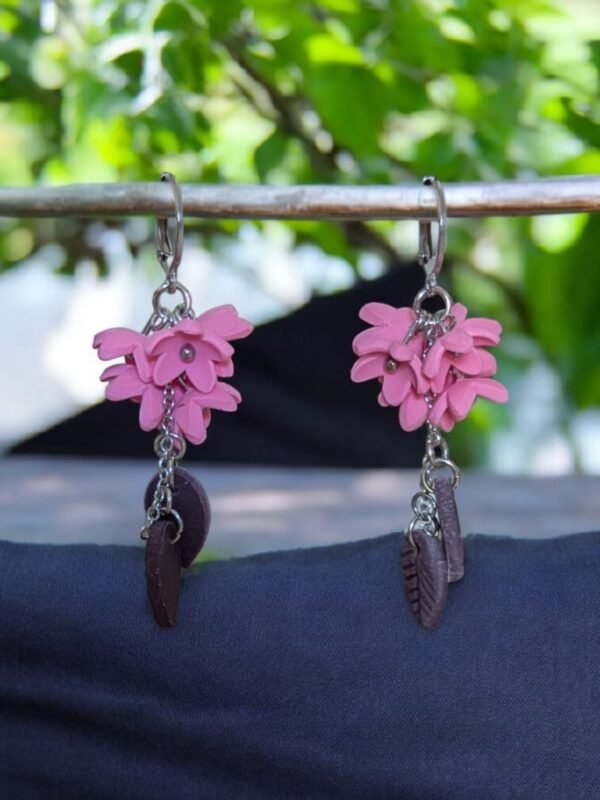 Boucles d'oreilles fleurs roses
