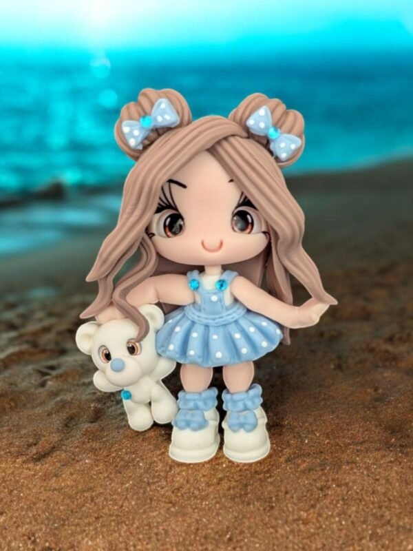 Magnet Lulu bleue et son ourson
