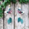 Boucles d'oreilles Papillons blancs turquoises