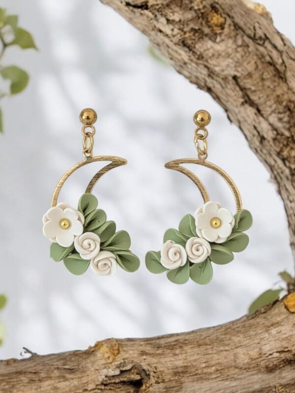 Boucles d'oreilles Lunes florales