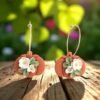 Boucles d'oreilles citrouille et ses fleurs blanches