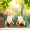 Boucles d'oreilles citrouille longue blanche et ses fleurs