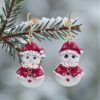 Boucles d'oreilles Bonhomme de neige rouge et blanc