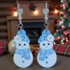 Boucles d'oreilles Bonhomme de neige bleu