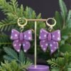 Boucles d'oreilles Noeud Mauve et Blanc
