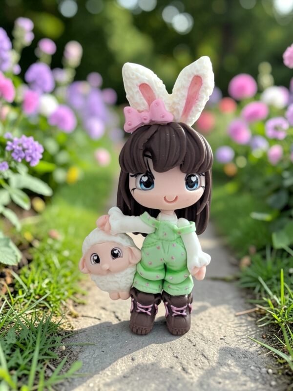 Magnet Lulu Pâque et son doudou