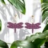 Boucles d'oreilles Libellule Prune
