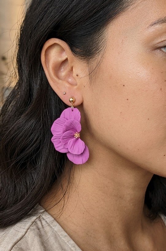 Boucles d'oreilles Fleurs turnip clair