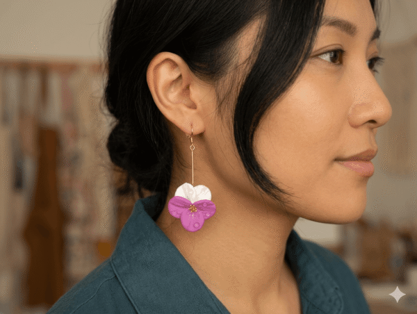 Boucles d'oreilles Capucines blanches et turnip clair