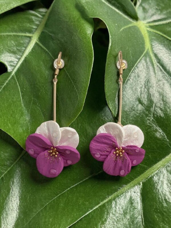 Boucles d'oreilles Capucines blanches et turnip clair