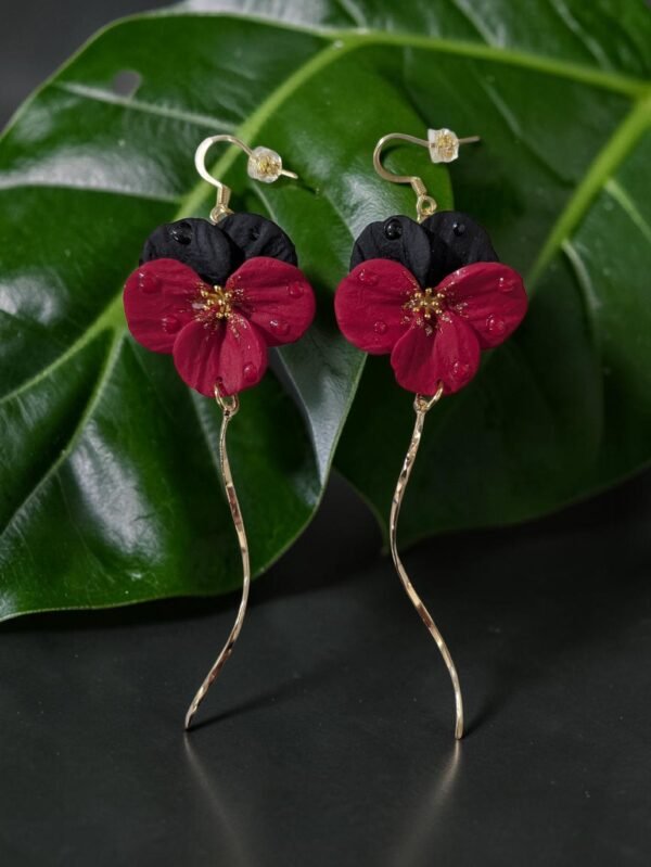Boucles d'oreilles Capucines noires et rouges