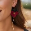 Boucles d'oreilles Capucines noires et rouges