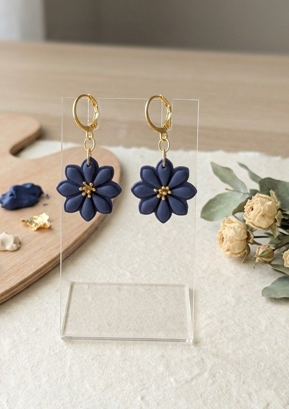 Boucles d'oreilles Fleurs bleues