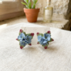 Boucles d'oreilles bouquet bleu