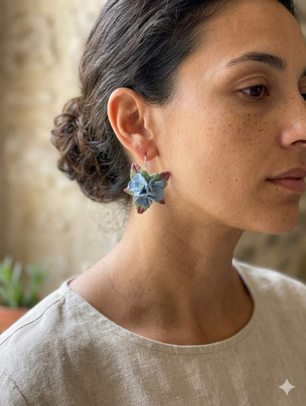 1780849668828 Boucles d'oreilles bouquet bleu