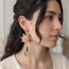 Boucles d'oreilles Rose saumon et feuilles