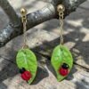 Boucles d'oreilles Feuilles coccinelles
