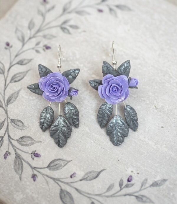 1784196831765~2 (1) Boucles d'oreilles Roses Violettes et feuilles grises