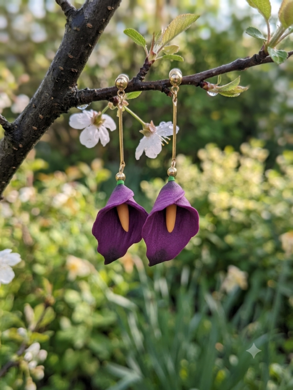 1784369407309 Boucles d'oreilles Arums Pourpres