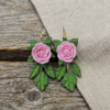 Boucles d'oreilles Roses et feuilles