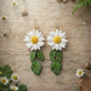 Boucles d'oreilles Marguerites et feuilles